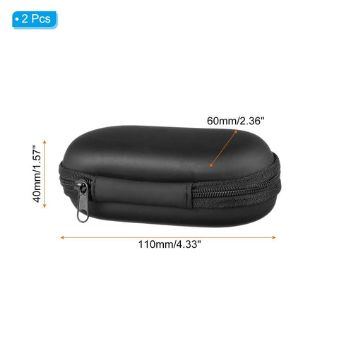 Slick Hardshell Eva Travel Case For Electronic Gear And Devices With Secure Zipper Closure Perfect For Multimeter Camera Cables And Earphones Flat Out Reliable Storage Black Two Pack, showing dimensions and zipper detail.