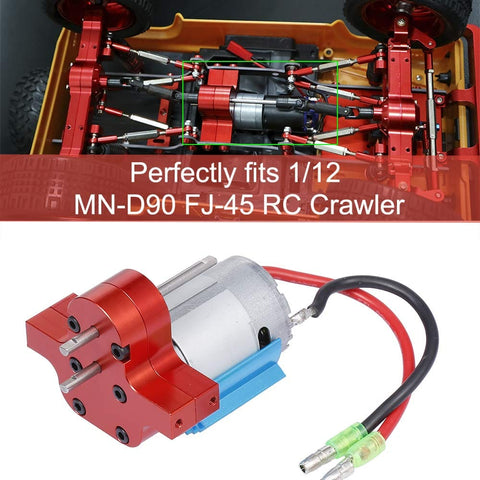 Beefed Up Alloy Gearbox With 380 Brushed Motor Upgrade For 1/12 MN-D90 FJ-45 RC Cars Speed Change Replacement Red Aluminum Housing