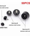 Heavy Duty Rubber Feet And Screw Kit With Stainless Steel Washers For Furniture Sofa Legs Cutting Board Anti Slip Protective Pads, assortment of rubber feet with screws.