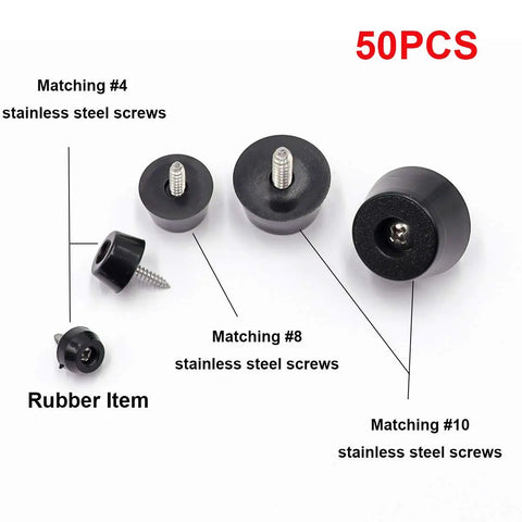 Heavy Duty Rubber Feet And Screw Kit With Stainless Steel Washers For Furniture Sofa Legs Cutting Board Anti Slip Protective Pads, assortment of rubber feet with screws.