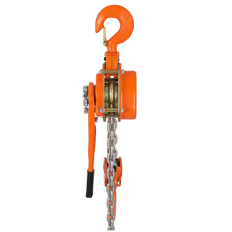 Side view of 3/4 Ton Lever Chain Hoist With 1650 Lbs Capacity, 10 Ft Chain Come Along, Heavy Duty Hooks for tough jobsite tasks