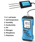 7 In 1 Soil Tester Digital PH Meter For Soil Moisture Temperature NPK Conductivity Backlit LCD Garden Kit next to sensor probe