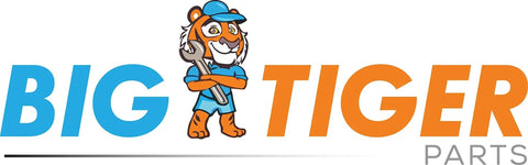 Big Tiger Parts logo featuring a tiger character holding a wrench and vibrant text design.