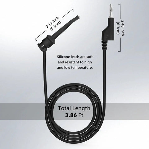 16 Gauge 2 Pack Test Lead Kit With Banana Plugs And Test Hook Clips, 3.3 Ft UL 3135 Silicone Jumper Wires