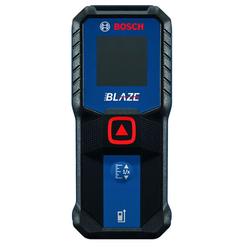 Front view of Blaze 65ft Laser Distance Measure With Real Time Measuring Easy One Button Operation Handy Pocket Tool with display and button.