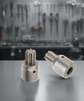 Super Slick 5 mm Shaft Electric Wrench Motor Gear Rotor parts shown on workbench, strong metal construction for tool maintenance.