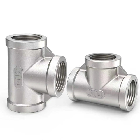 Stainless Steel 304 1 Inch NPT Female Tee Pipe Fitting 1 Inch By 1 Inch By 1 Inch Connector 2 Pack for plumbing