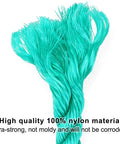 Close-up of Outdoor Climbing Cargo Net For Kids with No Knot Nylon Rope 139 Inch Long By 30 Inch Wide Rugged Rust Proof Hardware