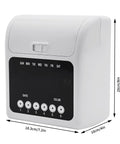 Heavy Duty Time Clock Punch Machine Bundle Includes Fifty Cards For Small Business And Office Password Unlocked Attendance Tracker, white and compact design.