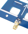Close-up of blue directional antenna with male thread inner hole for 2400MHz RC drones, enhancing long-range control link.