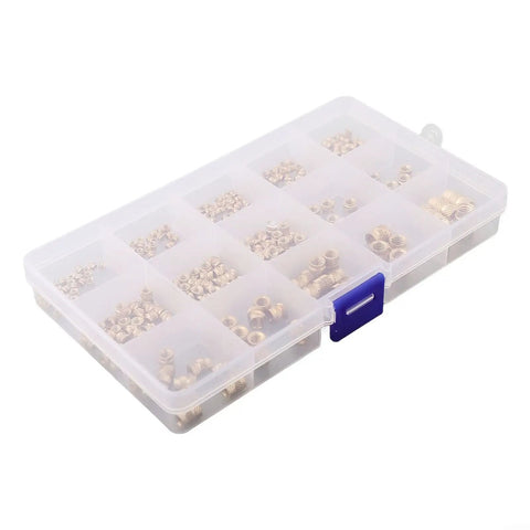 Box of Brass Threaded Inserts Kit For 3D Printing, 300Pcs M2 To M6 And 1/4-20, Knurled Heat Set Bushings For PLA And ABS