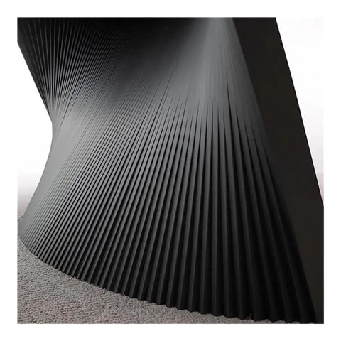 Sculpted wave base detail of Rock Solid Adjustable Sit Stand Desk With Integrated Charging Outlets, black textured surface.