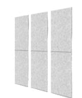 Three rectangular Six Pack Soundproof Acoustic Panels With Textured Felt Finish Block Echo And Amp Up Your Vibe in silver gray.