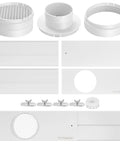 Components of All In One Window Vent Kit For Portable ACs And Dryers, Adjustable 4 To 6 Inch Ducting, PVC construction
