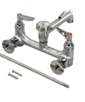 Pro Grade Service Sink Wall Mount Faucet Replacement Part, Heavy Duty OEM Quality Faucet For Commercial Kitchens, Durable Brass Valve Unit, Model B-0665-BSTR Compatible, Built To Last. wall-mount brass faucet with handle rod and screws