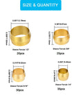 Essential 110 Piece Brass Compression Sleeve Ferrule Kit For Quarter To One Half Inch Tubing product size and quantity diagram