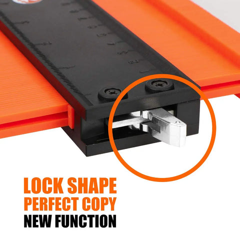 Contour Gauge Tool For Woodworking And DIY With Lock, Pro Grade Shape Duplicator For Accurate Copying Of Flooring, Tile, Trim, Pipes And Home Improvement Projects, Handy Gift For Him And DIY Enthusiasts showing locking mechanism.