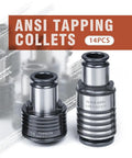 14 Piece TC820 ANSI Collet Set With Tap Holder For M36 Electric Tapping Machine showing collet details and sizes