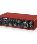 Red Two Channel USB Audio Interface For PC And Mac, 32Bit 192kHz Recording With 48V Phantom Power, XLR And Line Inputs on desk