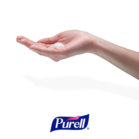 Hand with Workhorse Lotion Hand Soap Refill showing gentle foam in palm, logo visible