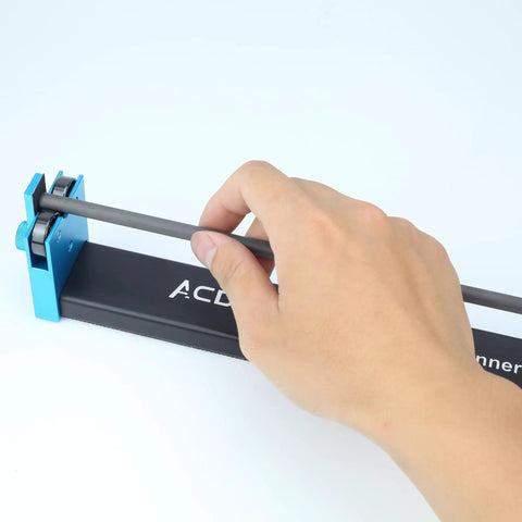 Hand using Pro Grade Arrow Spinner Tester For Shaft Straightness And Vane Tuning All Aluminum Arrow Squaring Tool.