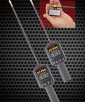 Hay Bale Moisture Tester With 20 Inch Probe, Calibration Clip, Illuminated LCD Display, And Above And Below Moisture Indicators, Monitors 8 To 44 Percent Range For Fast, Accurate Field Checks. Handheld hay moisture tester with long probe and LCD screen