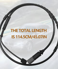 Rear brake pad wear sensor cable assembly, black with connectors; total length 114.5 cm (45.07 in).
