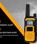 Badass Portable Waterproof Two Way Radio Featuring Rock Solid IP67 Protection And Snappy USB C Charging Built Tough As Nails For Construction Sites And Weekend Warriors with emergency alert features.