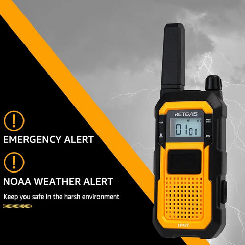 Badass Portable Waterproof Two Way Radio Featuring Rock Solid IP67 Protection And Snappy USB C Charging Built Tough As Nails For Construction Sites And Weekend Warriors with emergency alert features.
