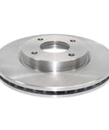 Front view of Front Vented Disc Brake Rotor With Hub Centric Fit Non Directional Swirl Finish Beefy Metallurgical Castings For Strength.