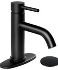 Modern Single-Handle Black Stainless Steel Bathroom Faucet With Deck Plate And Pop Up Drain, Fits 1 And 3 Hole Vanities