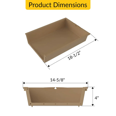 Dimensions of Durable Plastic Drawer Insert For Cabinets And Pantry, 15 Inch Wide By 4 Inch High, 18-1/2 Inch Depth