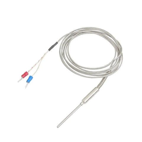 K Type Thermocouple Probe 50mm by 3mm For Temperature Controller With 2M Wire Earth Grounded Sensor 0 To 400 Celsius Fork Terminal Spacing 3mm Built Tough