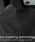 Close-up of glue pressing seam on Waterproof Triangle Shade Sail 16ft x 16ft x 16ft Dark Grey for Outdoor Patio Garden Backyard UV Resistant.