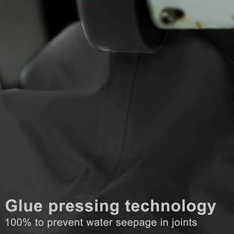 Close-up of glue pressing seam on Waterproof Triangle Shade Sail 16ft x 16ft x 16ft Dark Grey for Outdoor Patio Garden Backyard UV Resistant.