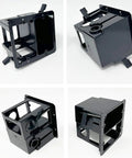 Combo Electrical And Low Voltage Old Work Box 2-Gang Cut-In Retrofit For Power And Data, black finish, multiple views.