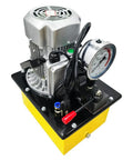 Beast Mode 21 Ton Electric Hydraulic Pipe Bender pump with gauge and motor, suitable for heavy-duty pipe bending tasks.
