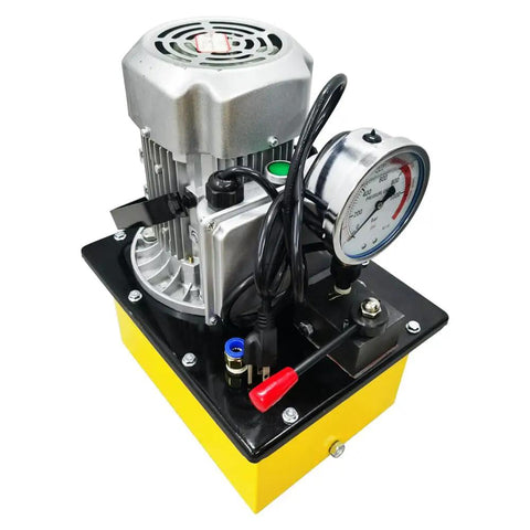 Beast Mode 21 Ton Electric Hydraulic Pipe Bender pump with gauge and motor, suitable for heavy-duty pipe bending tasks.