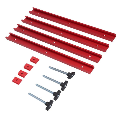 Heavy Duty Aluminum T Slot Track Kit With M8 Slider Blocks, Double Cut Profile Red T Track 400mm, Pre Drilled Mounting Holes