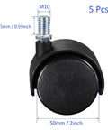 Five Pack Built Tough Nylon Caster Wheels With Swivel Like A Dream Rollers, 50mm diameter, 15mm threaded stem for easy installation.