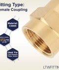 Real Deal 3/4 Inch Female To Female Npt Brass Pipe Coupler showing detailed view of threaded interior for plumbing connections.
