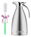 68oz Double Wall Stainless Steel Thermal Carafe With Vacuum Insulation Press Button Top Coffee Pot For Coffee Tea And Beverages BPA Free Food Grade 304 Stainless Steel 12 Plus Hours Heat And Cold Retention next to cleaning brush