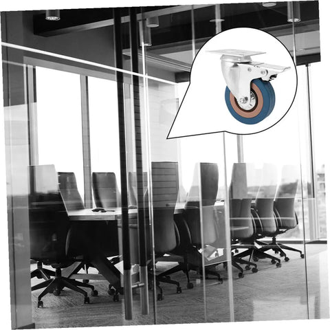 Heavy Duty 2 Inch Pvc Swivel Casters With Lock Brakes Rock Solid Industrial Trays shown in office setting, emphasizing sturdy design for heavy loads.