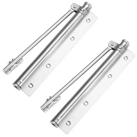 Adjustable Aluminum Alloy Beefy Heavy Duty Door Closer With Soft Close Spring for Home and Office in silver finish, 2-pack