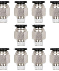 Pack of ten Push To Connect Pneumatic Fitting Three Eighths Inch Tube OD To One Quarter Inch NPT Male Straight Quick Connect Air Fitting.