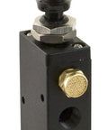 BAV015 4 Way 3 Position Manual Air Valve with 1/4 in NPT ports for tailgates, air compression, and pneumatics, front view