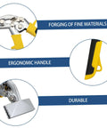 Pro Grade Hand Seamer Tool For Ductwork With Ergonomic Folding Design showing forging materials and fatigue busting grip