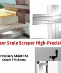 Birthday Cake Cream Smoothing And Filling Machine For 4 To 12 Inch Round Cakes Pro Grade Easy Spreading Tool showing laser scale scraper