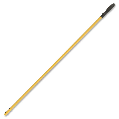 Professional Grade 58 Inch Yellow Quick Connect Straight Mop Handle for Industrial Janitorial Floors, lightweight with black grip.