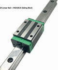 2 Piece HGR20 200mm Linear Rails With HGH20CA Carriage Block Kit close-up, showing rail and carriage design for CNC machines